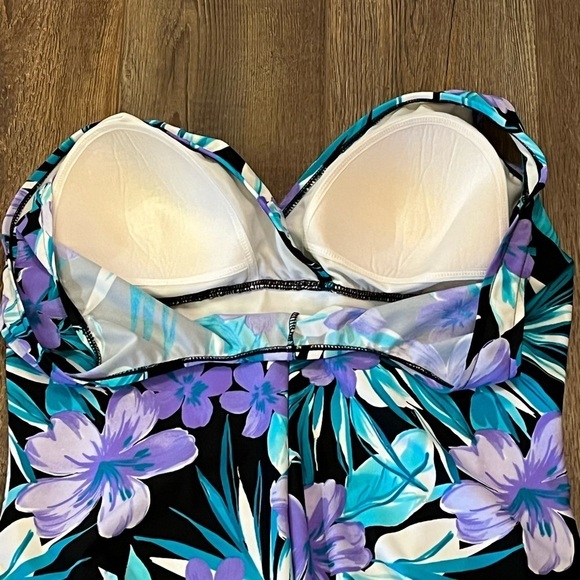 TRIMSHAPER Womens 22W Slimming Tummy Control Swimsuit Tropical Floral Multicolor - Picture 5 of 9